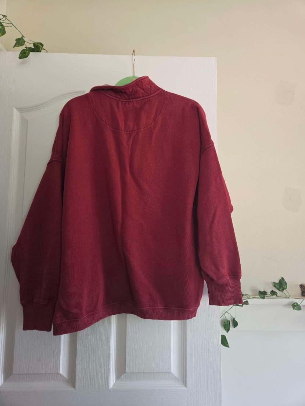 Aerie Getaway Quarter Snap Sweatshirt Cherry Tart Red Medium - Picture 2 of 8